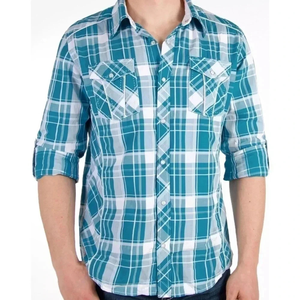 BKE Buckle Men’s Athletic Fit Silverdale Snap Button Shirt Size XXL